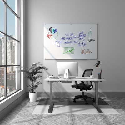 TRU RED™ Magnetic Tempered Glass Dry Erase Board, White, 6' x 4' (TR61197)