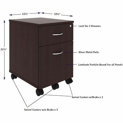 Lorell Standard 2-Drawer Mobile Vertical File Cabinet, Letter/Legal Size, Espresso (LLR18247)