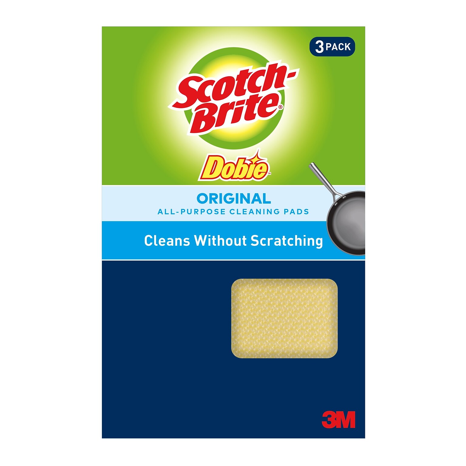 Scotch-Brite Dobie All-Purpose Cleaning Pad, 3 1/8 x 2 1/4 x 4 11/16, 3/Pk