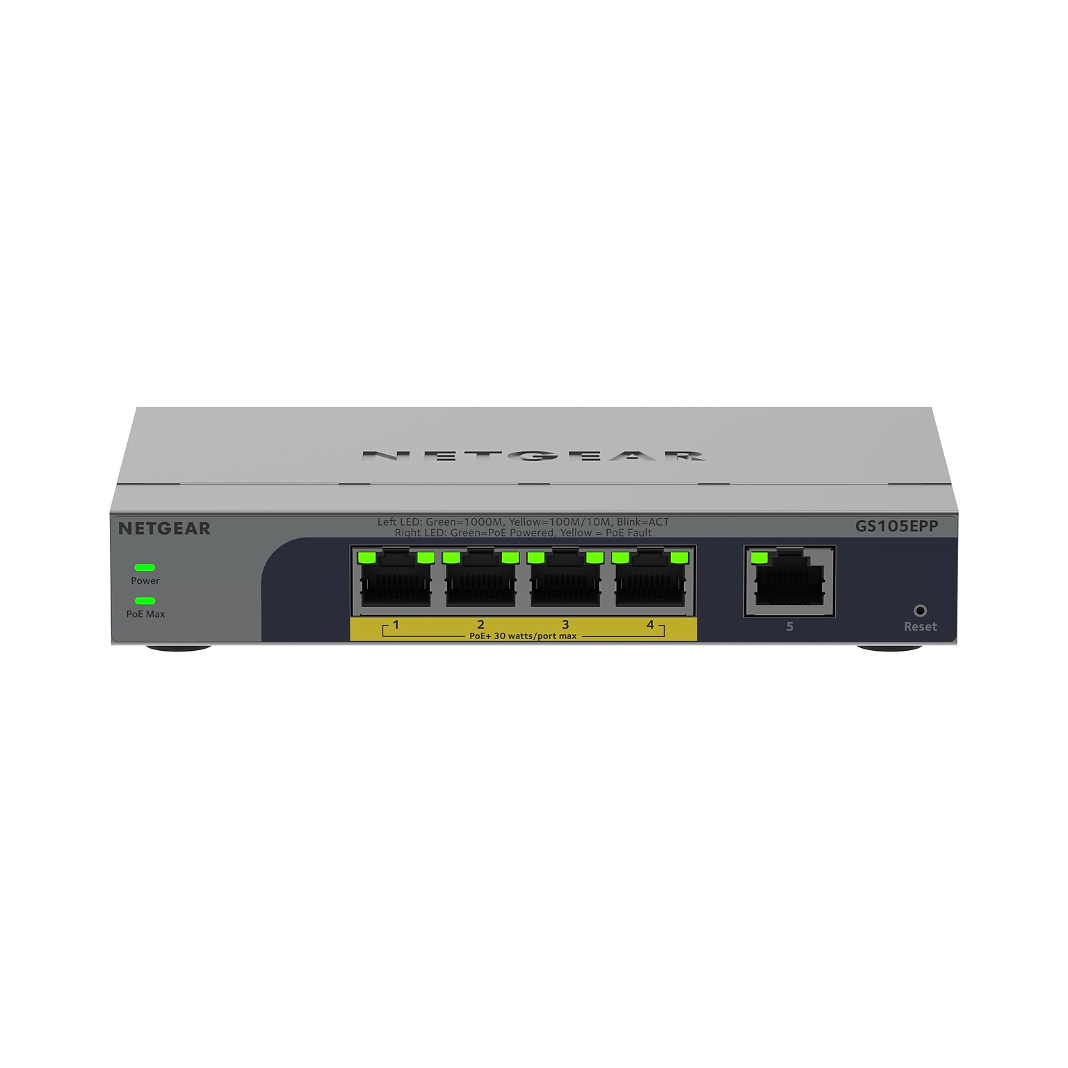 Netgear Easy Smart 5-Port Gigabit Ethernet PoE Managed Switch, 1000Mbps, Black (GS105EPP-100NAS)