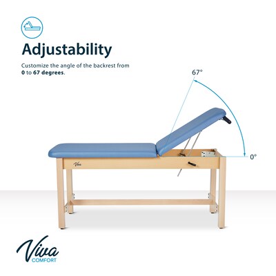 Aristo Wood Physician Exam Table with Adjustable Backrest, Paper Cutter, and Holder, 500lbs. Capacity, Blue (ADI996-HBF-BLU)
