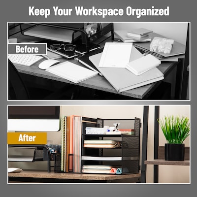 Mind Reader Metal Desk Organizer, Black (FOLDFILE-BLK)