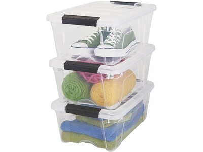 Iris Stack & Pull Stackable Plastic Storage Box, 12 Qt., Clear, 6/Pack (100300)