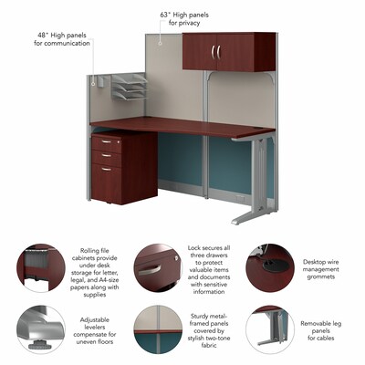 Bush Business Furniture Office in an Hour 63"H x 65"W Cubicle Workstation, Hansen Cherry (WC36492-03STGK)