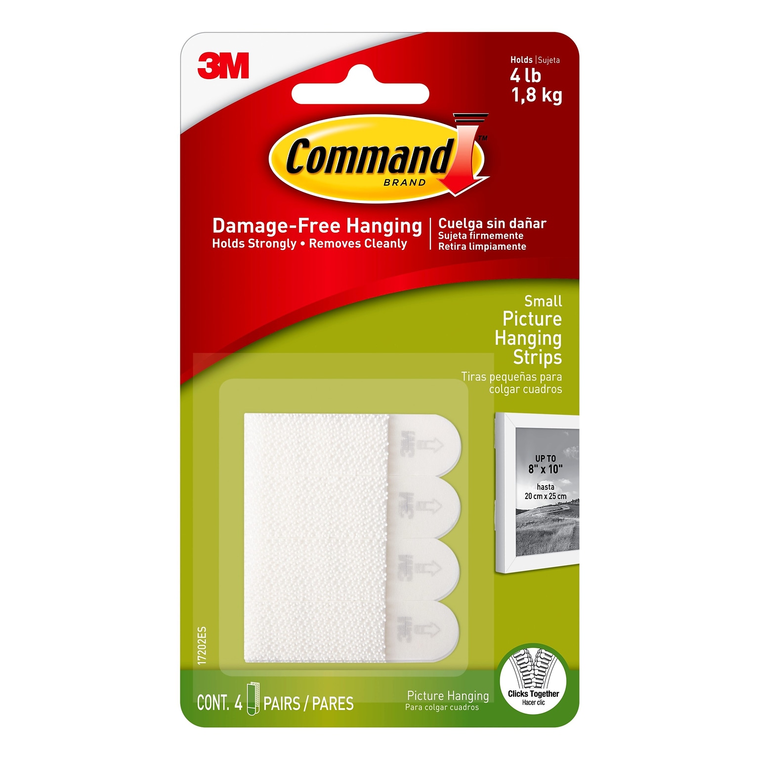 Command™ Small Picture Hanging Strips, White, 4 Sets (17202ES)