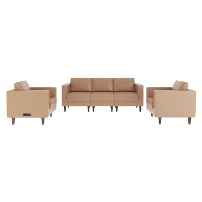Flash Furniture Hercules Artemis LeatherSoft Sofa and 2 Chair Set, Cognac, 3-Pieces (ZB8921SET3COGNC)