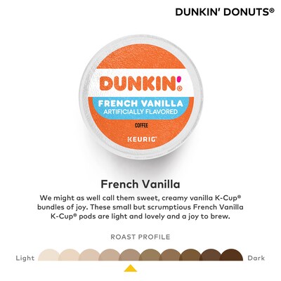 Dunkin' French Vanilla Coffee Keurig® K-Cup® Pods, Medium Roast, 22/Box (5000363272)