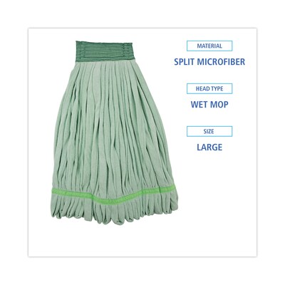 Boardwalk Microfiber Looped-End Wet Mop Head, Large, Green, 12/Carton (BWKMWTLGCT)