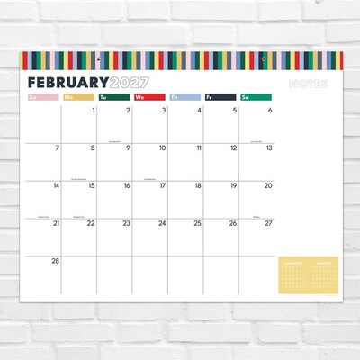 2027 TF Publishing Long Weekend 17 x 12 Monthly Desk or Wall Calendar, Multicolored (27-8504)