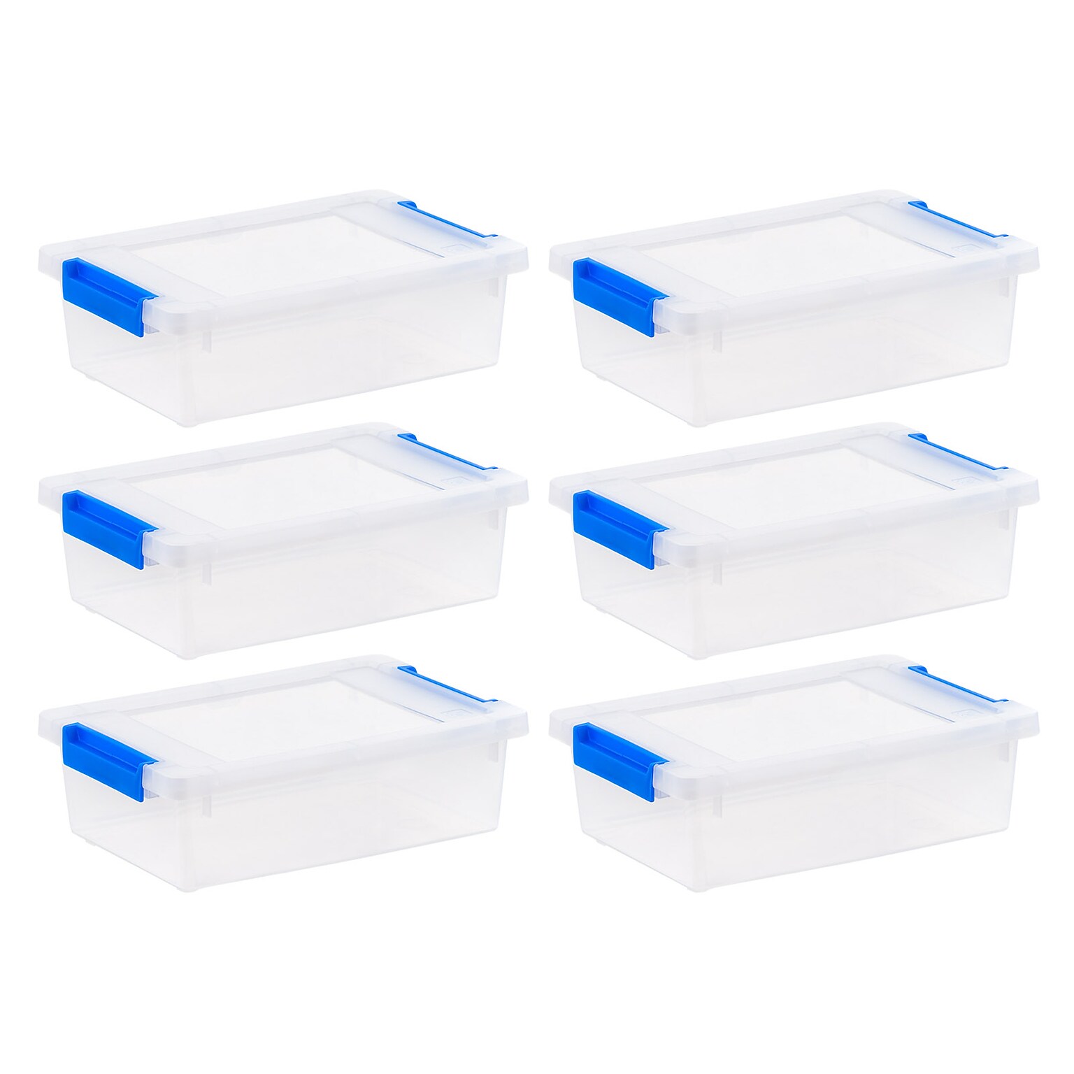 Iris 2.4 Quart Plastic Storage Bins with Latching Lids, Plastic, Clear, 6/Pack (500361)