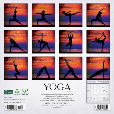 2025 Willow Creek Yoga 12 x 12 Monthly Wall Calendar (46678)