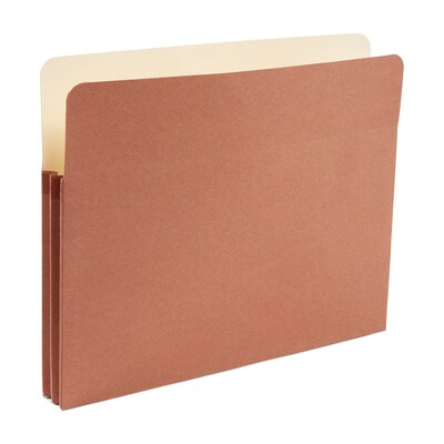 Staples Expanding File Pockets, Letter Size, 1.75-Inch Expansion, Durable Brown Gusseted Folders – 25/Pack