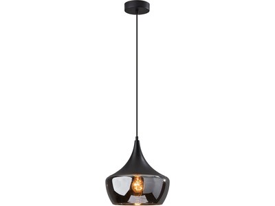 Adesso Eliza 1-Light Incandescent Pendant, Black/Smoked Glass (2141-01)