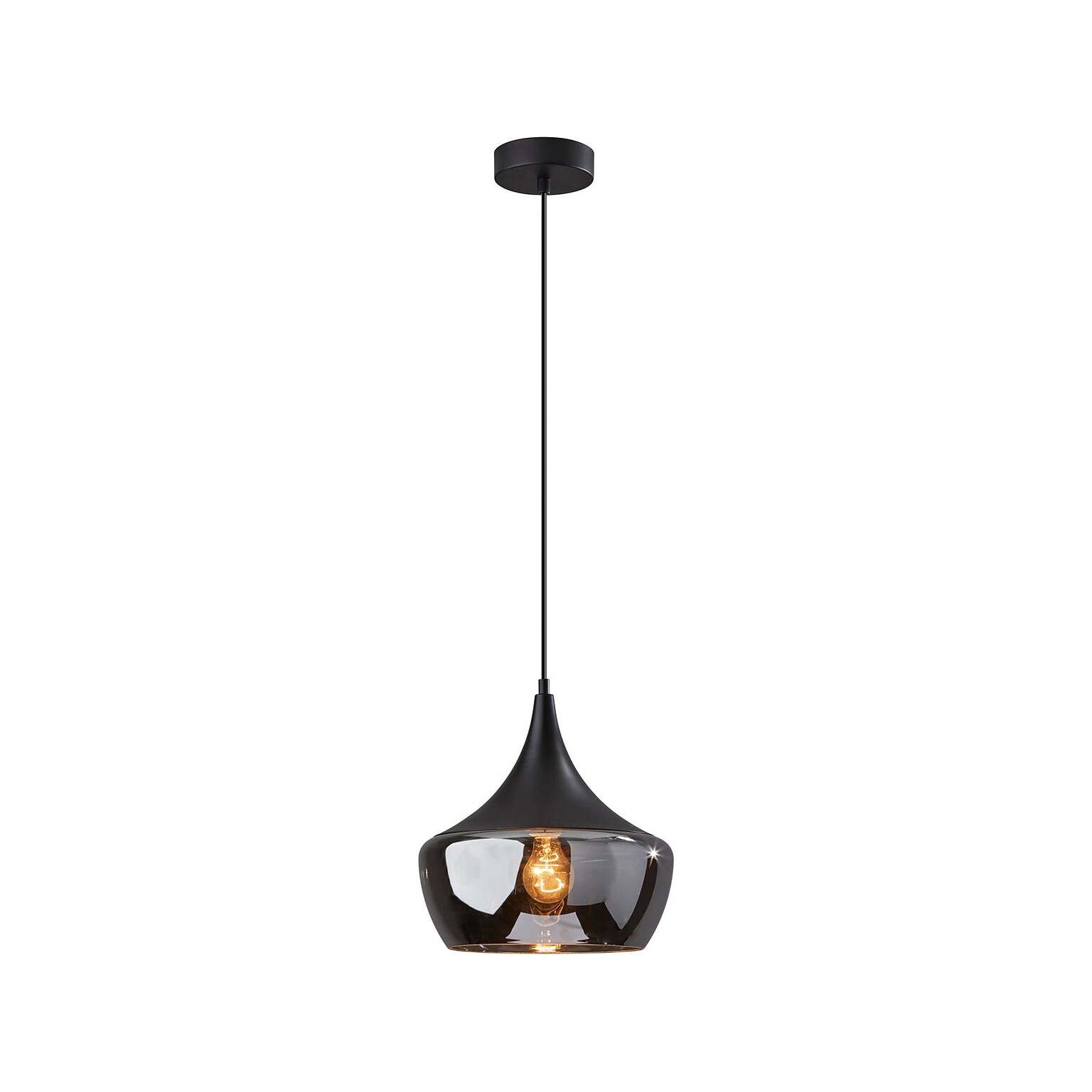 Adesso Eliza 1-Light Incandescent Pendant, Black/Smoked Glass (2141-01)