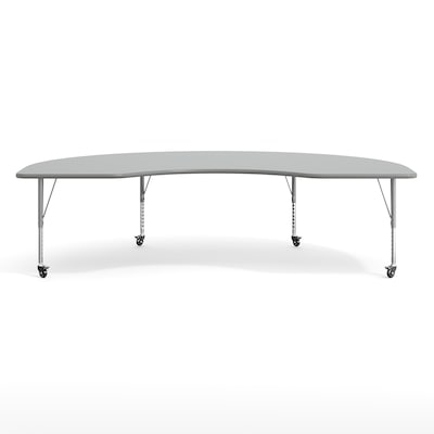 Flash Furniture Wren Kidney Activity Table, 96" x 48", Height Adjustable, Gray Top/Silver Frame (XUA4896KDGYTPC)