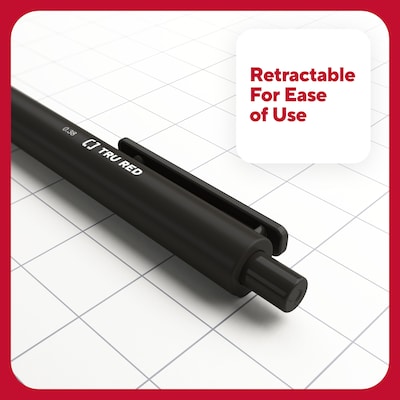 TRU RED™ Retractable Quick Dry Gel Pen, Extra Fine Point, 0.38mm, Black, 5/Pack (TR56951)