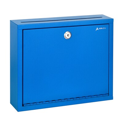 AdirOffice Multipurpose Drop Box with Suggestion Cards, Large, Blue (631-03-BLU-PKG)