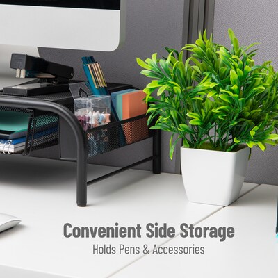Mind Reader Monitor Stand with Paper Tray, Metal, Black (MESHMONSTA-BLK)