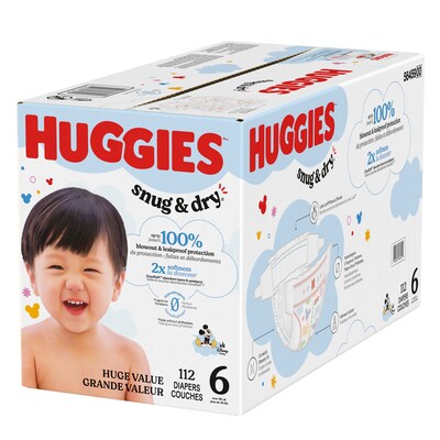 Huggies Snug & Dry Baby Diapers, Size 6, 112/Carton (51516/56459)