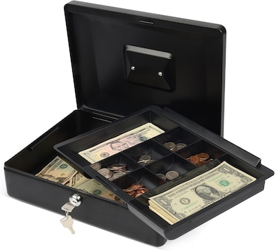 CARL Steel Security Cash Box, Black (CB-2012)