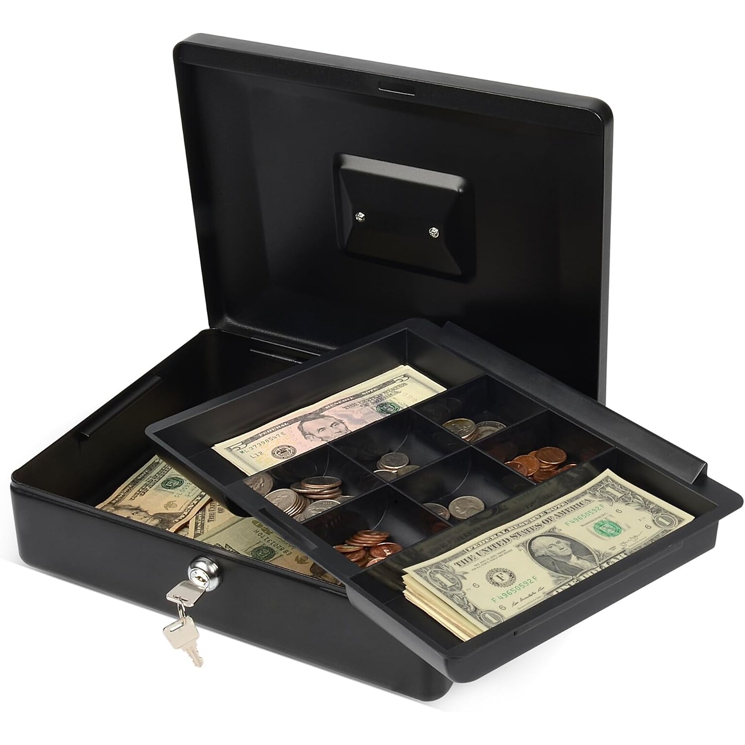 CARL Steel Security Cash Box, Black (CB-2012)
