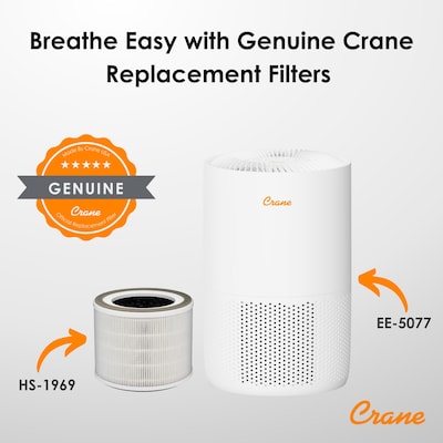 Crane True HEPA Tabletop Air Purifier, 300 sq. ft., White (EE-5077)