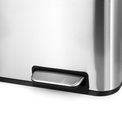 Elama Stainless Steel Indoor 2 Section Trash Can with Slow Close Lid, 8 Gallon, Silver (938122034M)