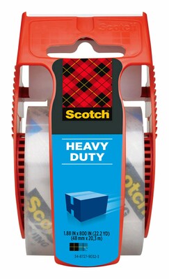Scotch Heavy Duty Shipping Packing Tape with Dispenser, 1.88 x 22.2 yds., Clear, 1-Pack (142)