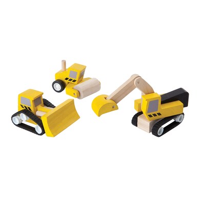 PlanToys Road Construction Playset, Yellow (PTS6014)