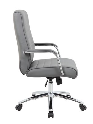 Boss Office Products Ergonomic CaressoftPlus Swivel Conference Chair, Gray/Chrome (B696CRB-GY)