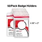 Staples Vertical Sealable ID Badge Holders, 5" x 3", Vinyl, Clear, 50/Pack (51923)