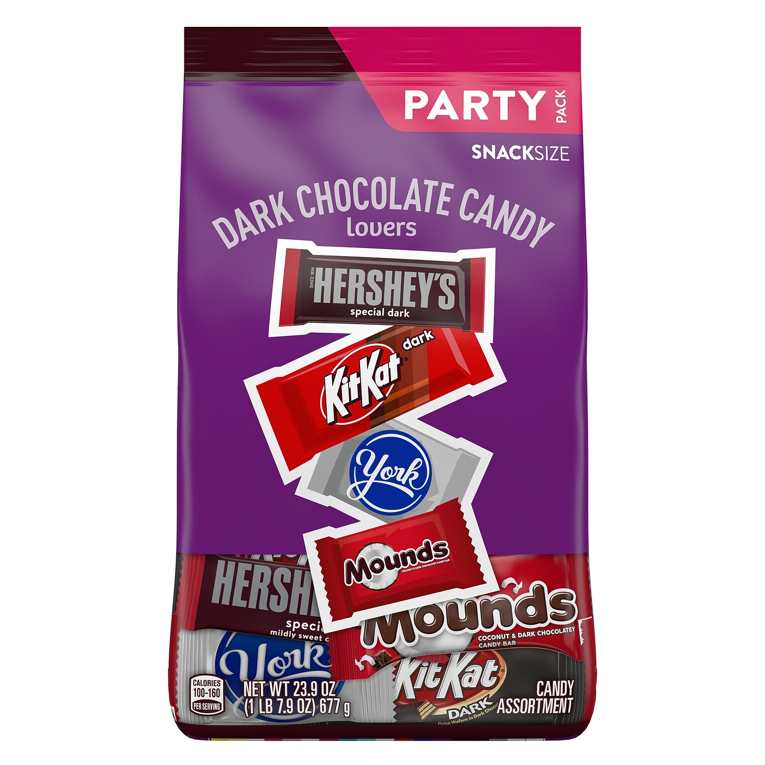 Hershey Dark Chocolate Lovers Snack Size Dark Chocolate Candy Bar Party Pack, 23.9 oz. (HEC99995)