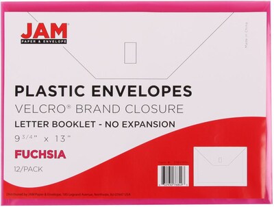 JAM Paper Premium Plastic Document File, Letter, Fuchsia Pink, 3/Pack (218V0FUX3)