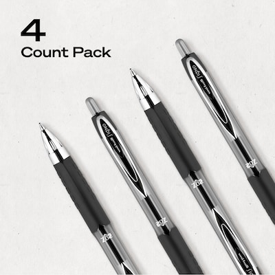 uniball 207 Retractable Gel Pens, Medium Point, 0.7mm, Black Ink, 4/Pack (33960)