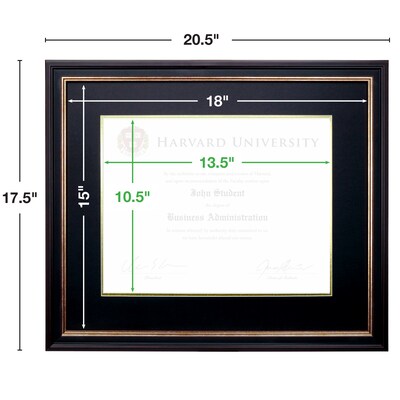 Excello Global Products 11" x 14" Composite Wood Photo/Document Frame, Black/Gold/Red (EGP-HD-0383)