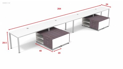 Boss Office Products Simple System 66W Desk with Storage Cabinet, White, 4/Set (SGSD011-102-WT)