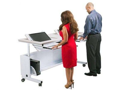 VersaDesk Revolution 60"W Manual Adjustable Standing Computer Table, White (RST6030-WW)