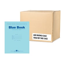 Roaring Spring Paper Products Exam Notebooks, 8.5 x 11, Wide Ruled, 4 Sheets, Blue, 600/Case (7751