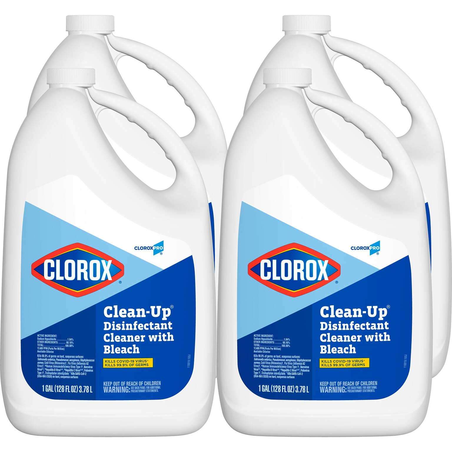 CloroxPro Clorox Clean-Up Disinfectant Cleaner with Bleach Refill, 128 oz., 4/Carton (CLO 35420CT)