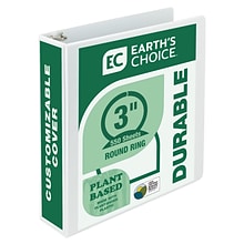 Samsill Earths Choice Biobased 3 3-Ring View Binders, White (18987)