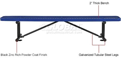 Global Industrial 8' Outdoor Steel Flat Bench, Expanded Metal, Blue (277157BL)