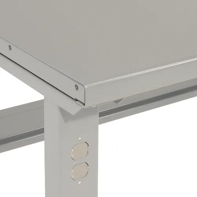 Global Industrial Height Adjustable Workbench, 72"W x 36"D, Steel Square Edge, Gray (183155)