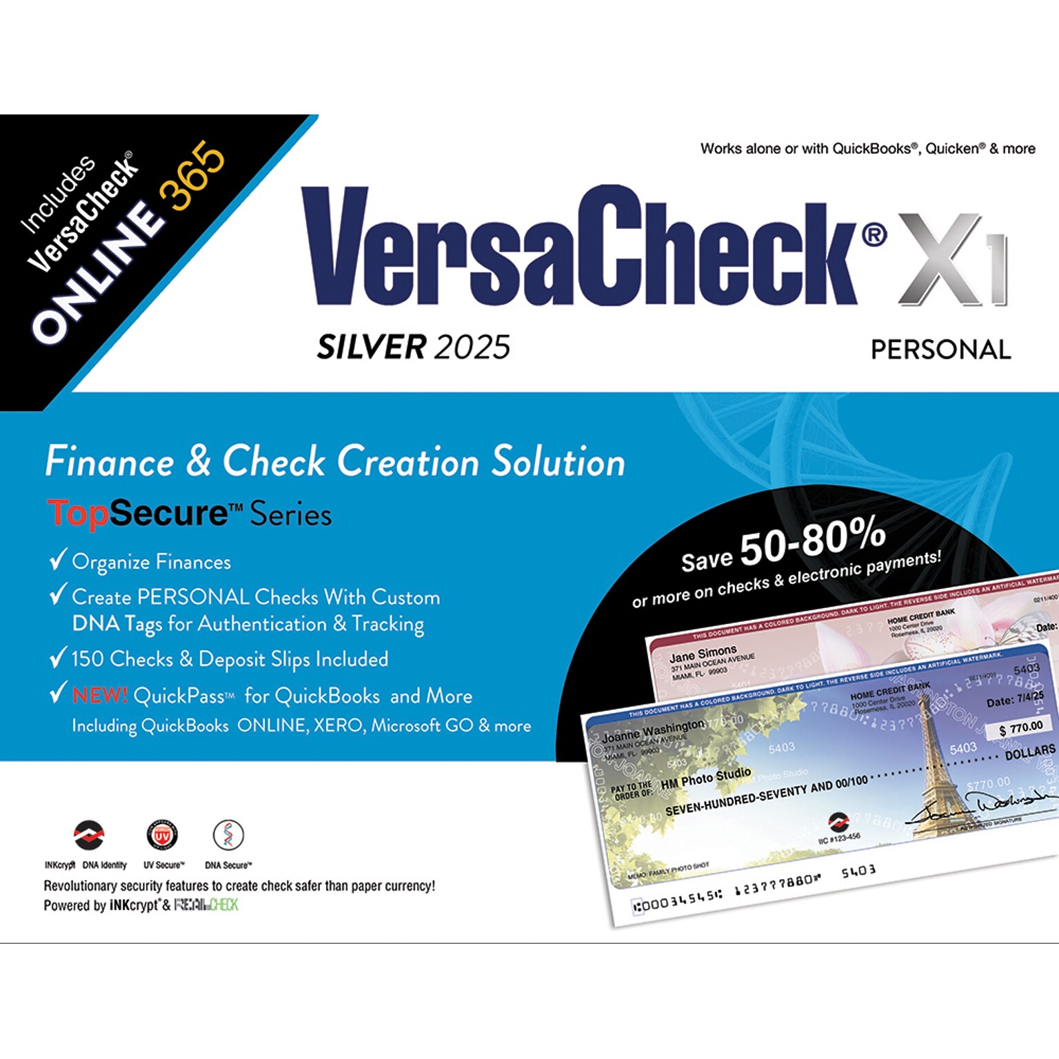 VersaCheck X1 Silver 2025 Download + VersaCheck ONLINE Silver, 1-Year Subscription (VCX1S-2321)