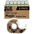 Scotch Magic Greener Invisible Tape with Dispenser, 3/4 x 16.67 yds., 6 Rolls/Pack (6123)
