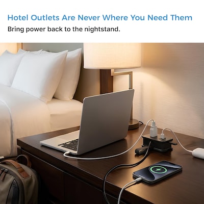 Uncaged Ergonomics Travel Power Strip with USB-C, 3 AC, 2 USB-C (20W), 1 USB-A, 3.4 ft Cord, Black