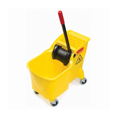 Rubbermaid Tandem Bucket & Side-Press Wringer, 31 qt. (7.75 Gal.), Yellow (FG738000YEL)