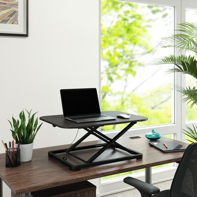Union & Scale™ FlexFit™ 27"W Manual Rectangular Adjustable Desk Converter, Black (UN45516-CC)