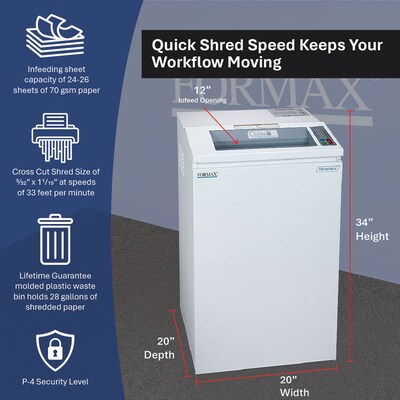 Formax OnSite Office 8402CC 26-Sheet Cross-Cut Commercial Shredder (FD8402CC)