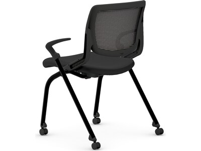 HON Motivate Fabric/Mesh Nesting Stacking Chair, Black/Charblack (HMN2.F.S.IM.ON.CU10.CBK)