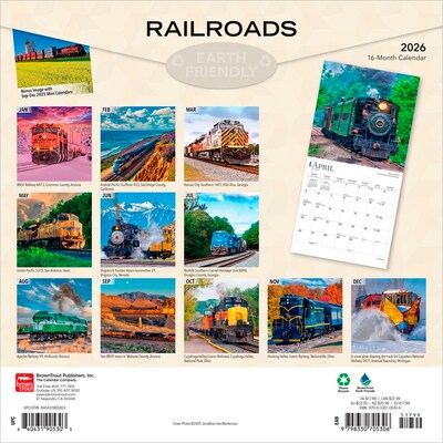 2026 BrownTrout Railroads 12 x 12 Monthly Wall Calendar (9798330705306)
